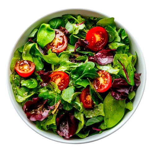 Fresh salad bowl with greens and tomatoes